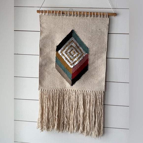 Artisan Geometric Tapestry with Fringe - Picture 2 of 9